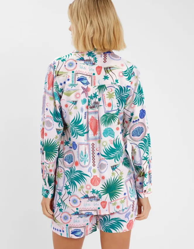 Accessorize Postcard Print Shirt Ivory