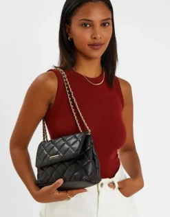 Accessorize Quilted Faux Leather Cross-Body Bag Black