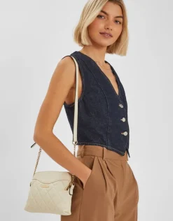 Accessorize Quilted Faux Leather Cross-Body Bag Cream