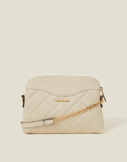 Accessorize Quilted Faux Leather Cross-Body Bag Cream