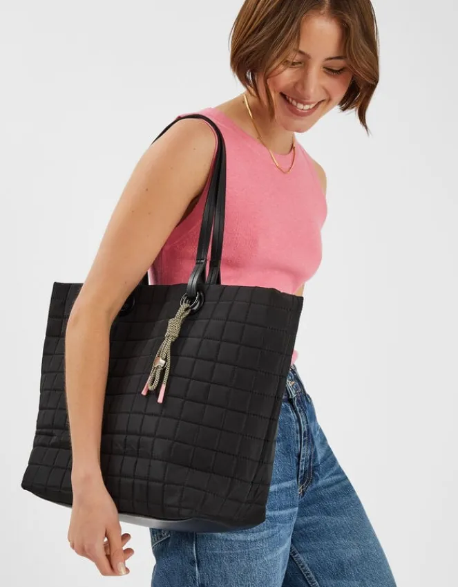 Accessorize Quilted Nylon Tote Bag