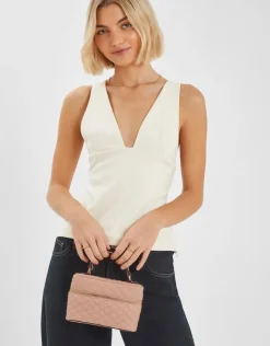 Accessorize Quilted Top Handle Cross-Body Bag Nude