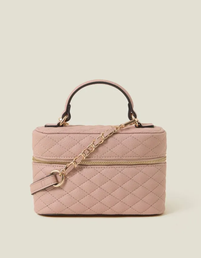 Accessorize Quilted Top Handle Cross-Body Bag Nude
