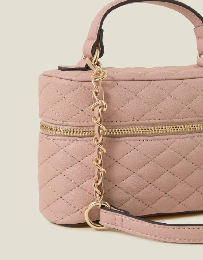 Accessorize Quilted Top Handle Cross-Body Bag Nude