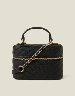 Accessorize Quilted Top Handle Cross-Body Bag Black
