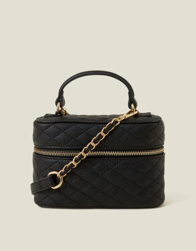 Accessorize Quilted Top Handle Cross-Body Bag Black