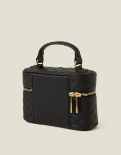 Accessorize Quilted Top Handle Cross-Body Bag Black