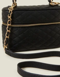 Accessorize Quilted Top Handle Cross-Body Bag Black