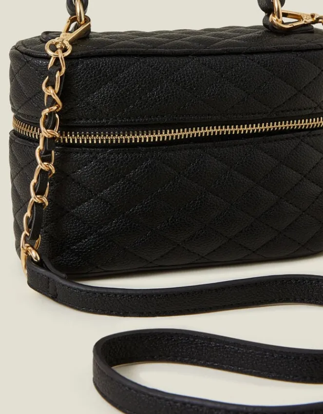 Accessorize Quilted Top Handle Cross-Body Bag Black