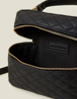 Accessorize Quilted Top Handle Cross-Body Bag Black
