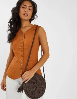 Accessorize Raffia Circle Crossbody Bag