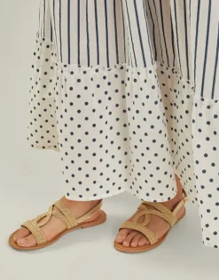 Accessorize Raffia Loop Strappy Sandals Gold Gold