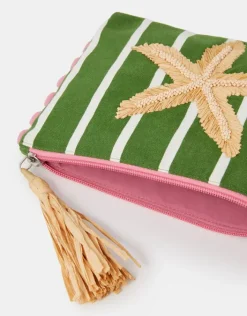 Accessorize Raffia Starfish Stripe Pouch