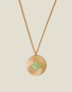 Accessorize Resin Stone Disc Pendant Necklace