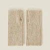 Accessorize Rib Knit Fingerless Gloves Natural