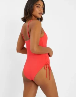 Accessorize Rib Tie-Side Swimsuit Orange