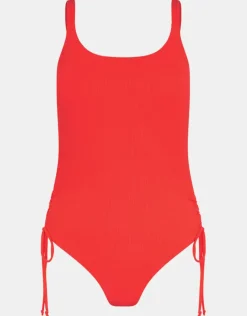 Accessorize Rib Tie-Side Swimsuit Orange