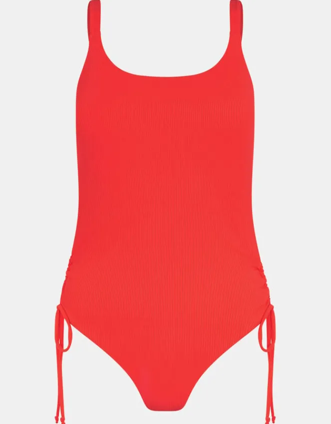 Accessorize Rib Tie-Side Swimsuit Orange