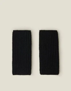 Accessorize Ribbed Cut Off Gloves Black