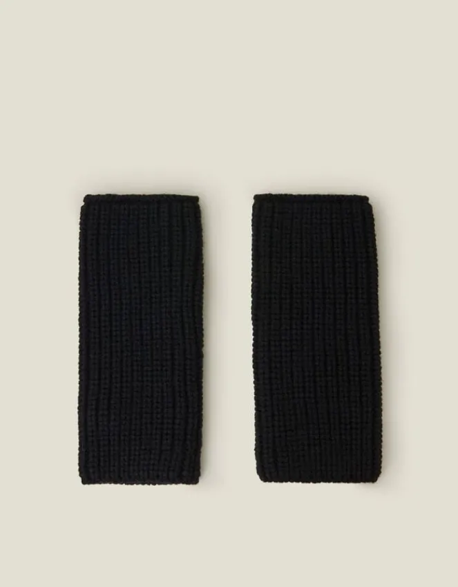 Accessorize Ribbed Cut Off Gloves Black