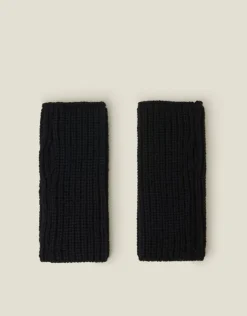 Accessorize Ribbed Cut Off Gloves Black