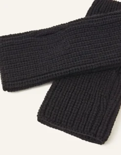 Accessorize Ribbed Cut Off Gloves Black