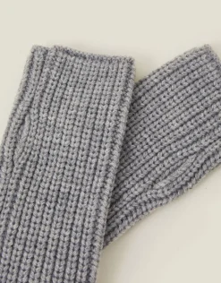 Accessorize Ribbed Cut Off Gloves Grey