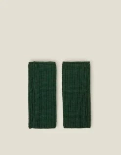Accessorize Ribbed Cut Off Gloves Green