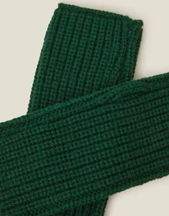 Accessorize Ribbed Cut Off Gloves Green