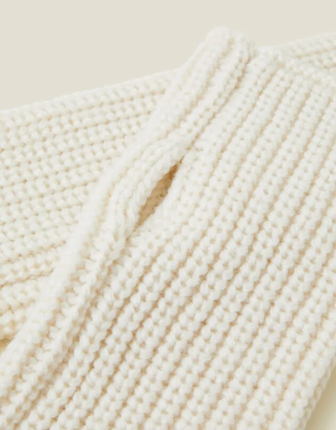 Accessorize Ribbed Cut Off Gloves Natural