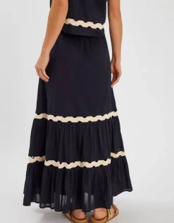 Accessorize Ric Rac Tiered Maxi Skirt Black
