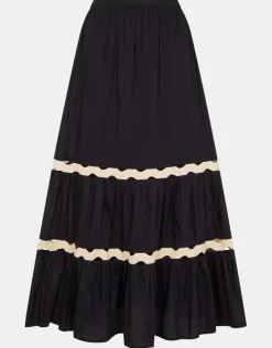 Accessorize Ric Rac Tiered Maxi Skirt Black