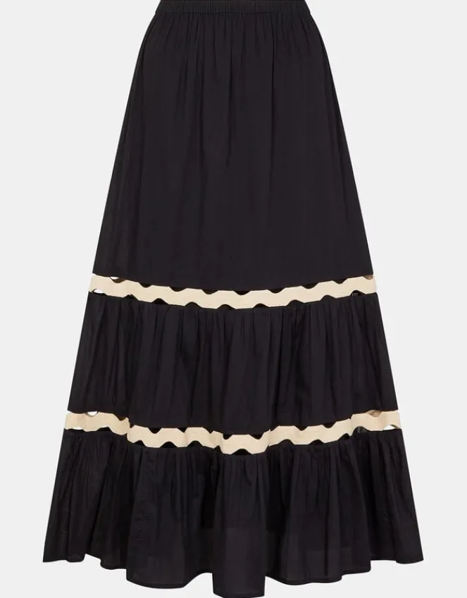 Accessorize Ric Rac Tiered Maxi Skirt Black