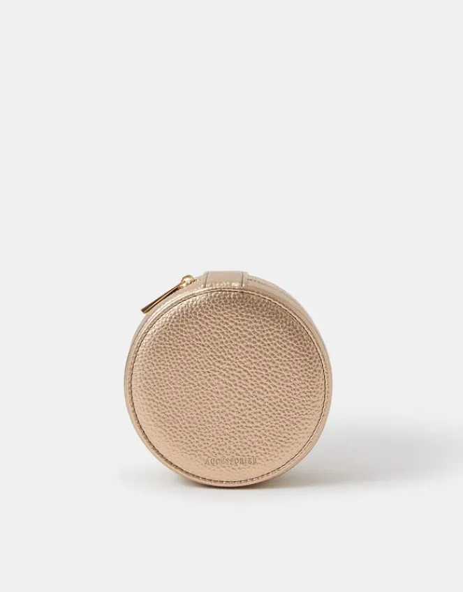 Accessorize Round Metallic Jewellery Box
