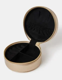 Accessorize Round Metallic Jewellery Box