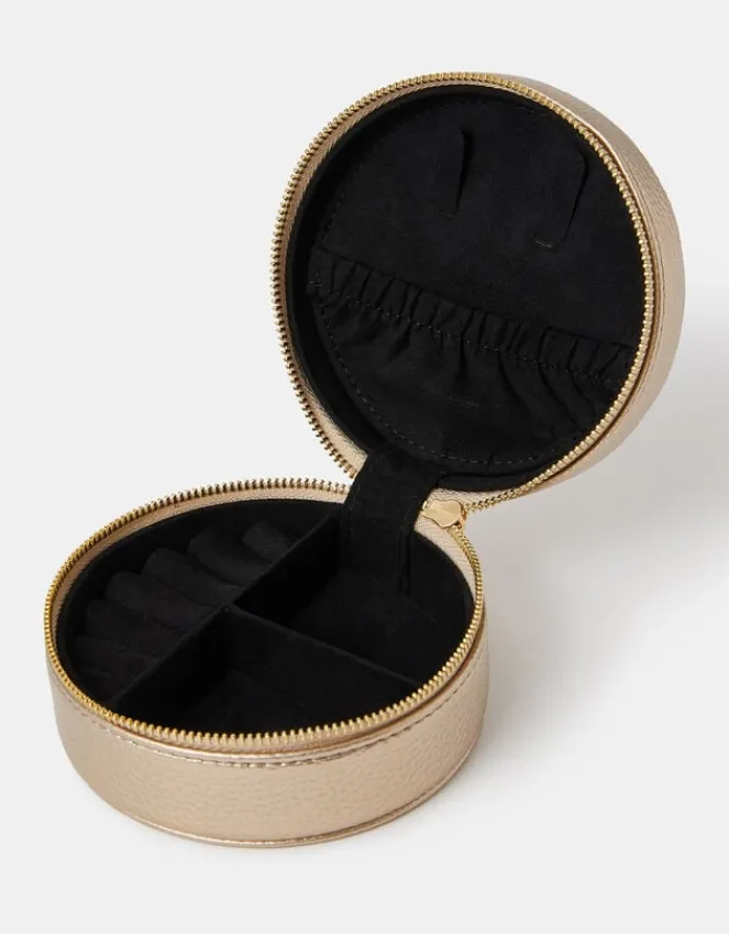 Accessorize Round Metallic Jewellery Box