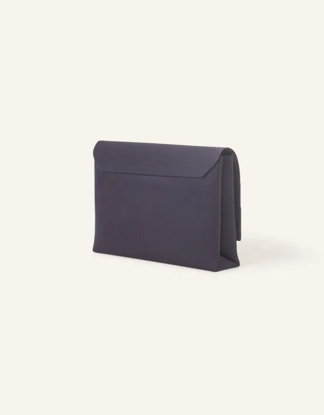 Accessorize Satin Fold Over Clutch Bag Blue