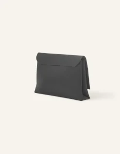 Accessorize Satin Fold Over Clutch Bag Black