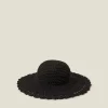 Accessorize Scallop Floppy Straw Sun Hat