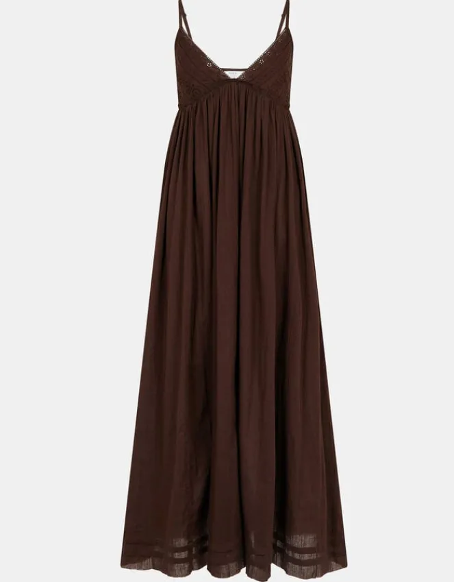Accessorize Schiffli Top Maxi Dress Brown