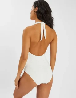 Accessorize Seashell Halter Swimsuit White