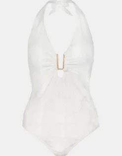 Accessorize Seashell Halter Swimsuit White