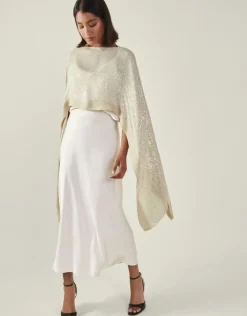 Accessorize Sequin Embellished Poncho Natural