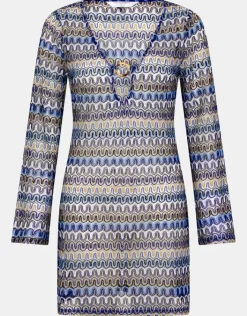 Accessorize Sheer Stitch Beach Cover-Up Mini Dress Blue