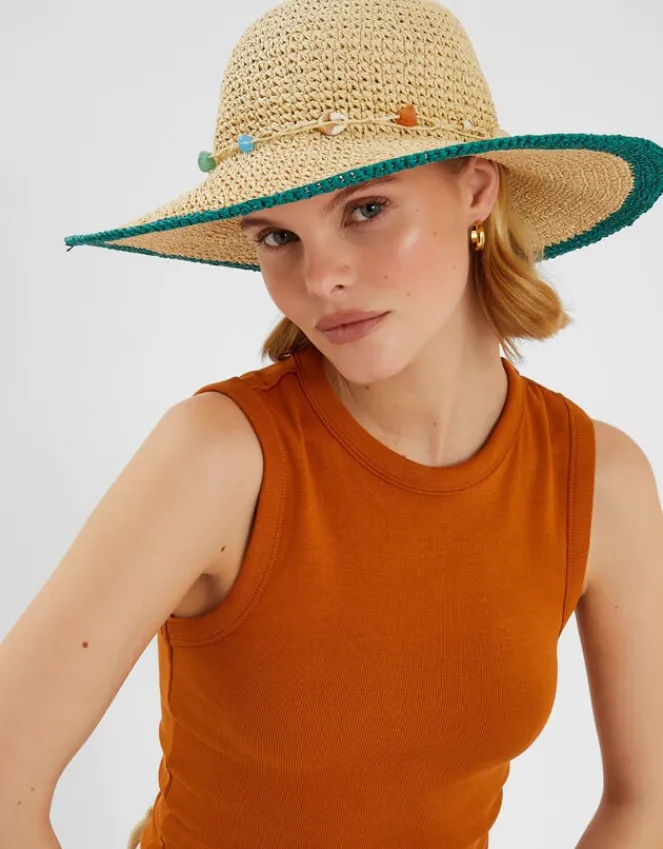 Accessorize Shell Beaded Floppy Hat