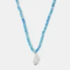 Accessorize Shell Pendant Beaded Necklace Blue