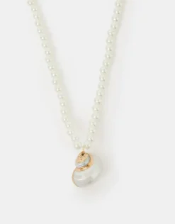 Accessorize Shell Pendant Pearl Necklace