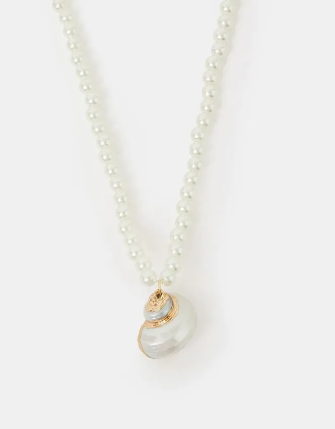 Accessorize Shell Pendant Pearl Necklace