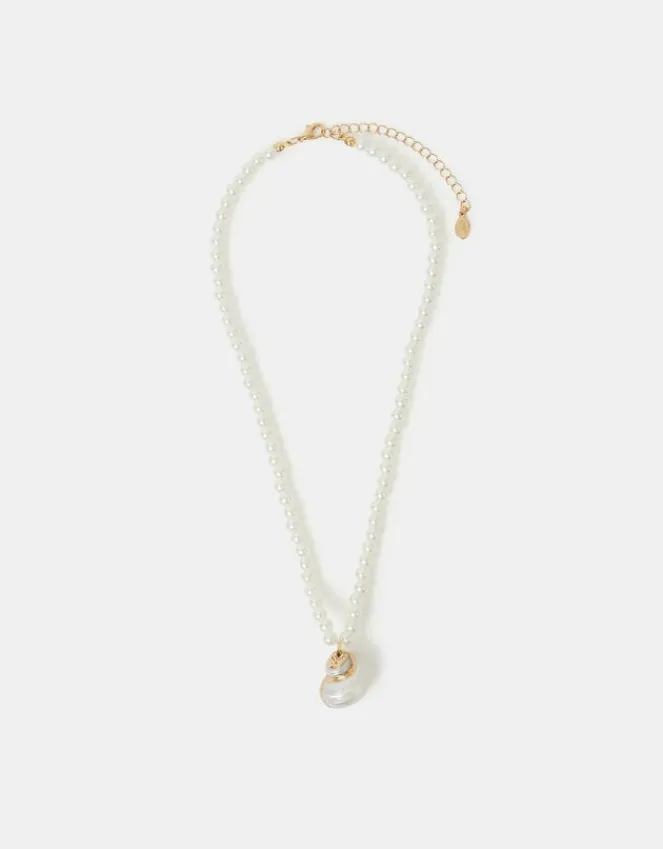 Accessorize Shell Pendant Pearl Necklace