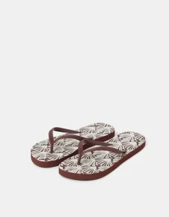 Accessorize Shell Print Flip Flops Brown